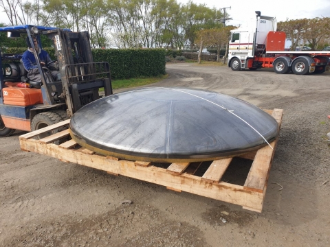 3000mm diameter domes made from 6mm thick corten steel.  These sized domes are made with  5 pieces.