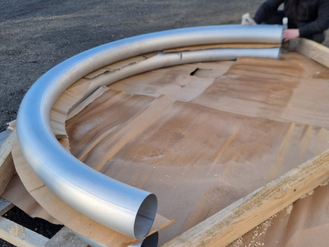 6 inch diameter, 180deg stainless steel long radius bends